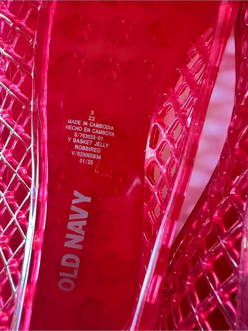 Girls 3 Old Navy Pink/Red Lattice Jelly Flats - Kids Slip-On Loafers